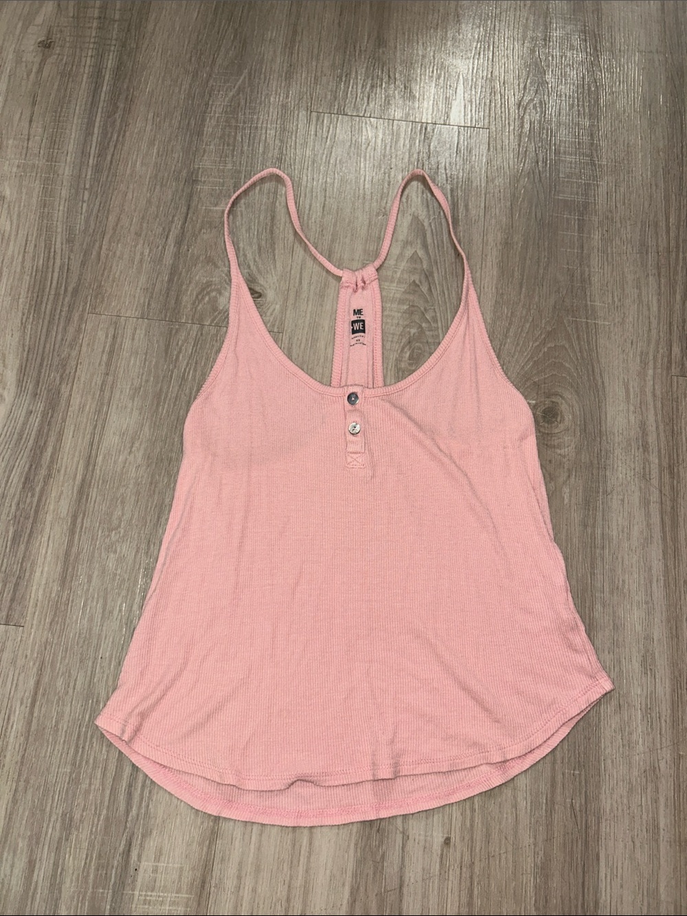 Me to We Blush Pink Waffle Racerback Tank